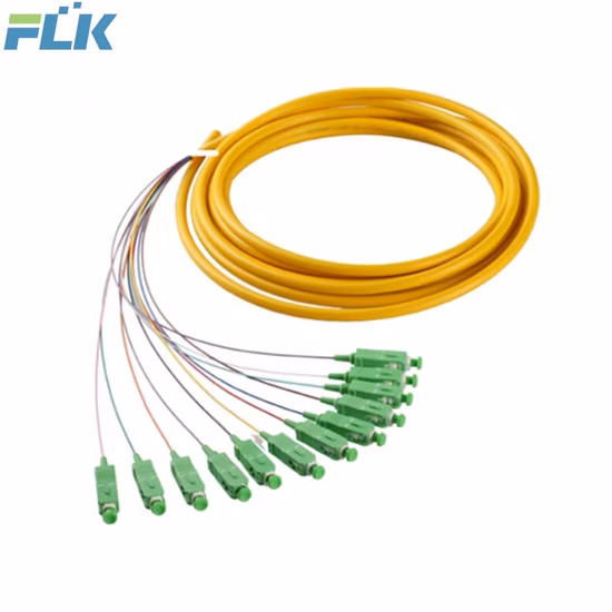 Faisceau de fibres optiques Mutil-Cores Fiber Optic Fan-out Pigtails Sc/LC/12 Fibres LSZH Pigtail